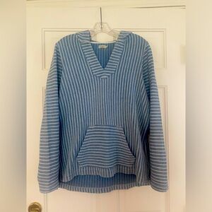 Faherty Women’s Blue Striped Hoodie Top Size Medium